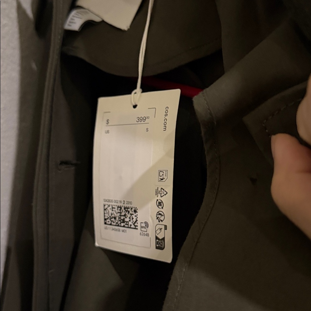 COS Dark Olive Single-Breasted Trench Coat - Picture 9 of 9